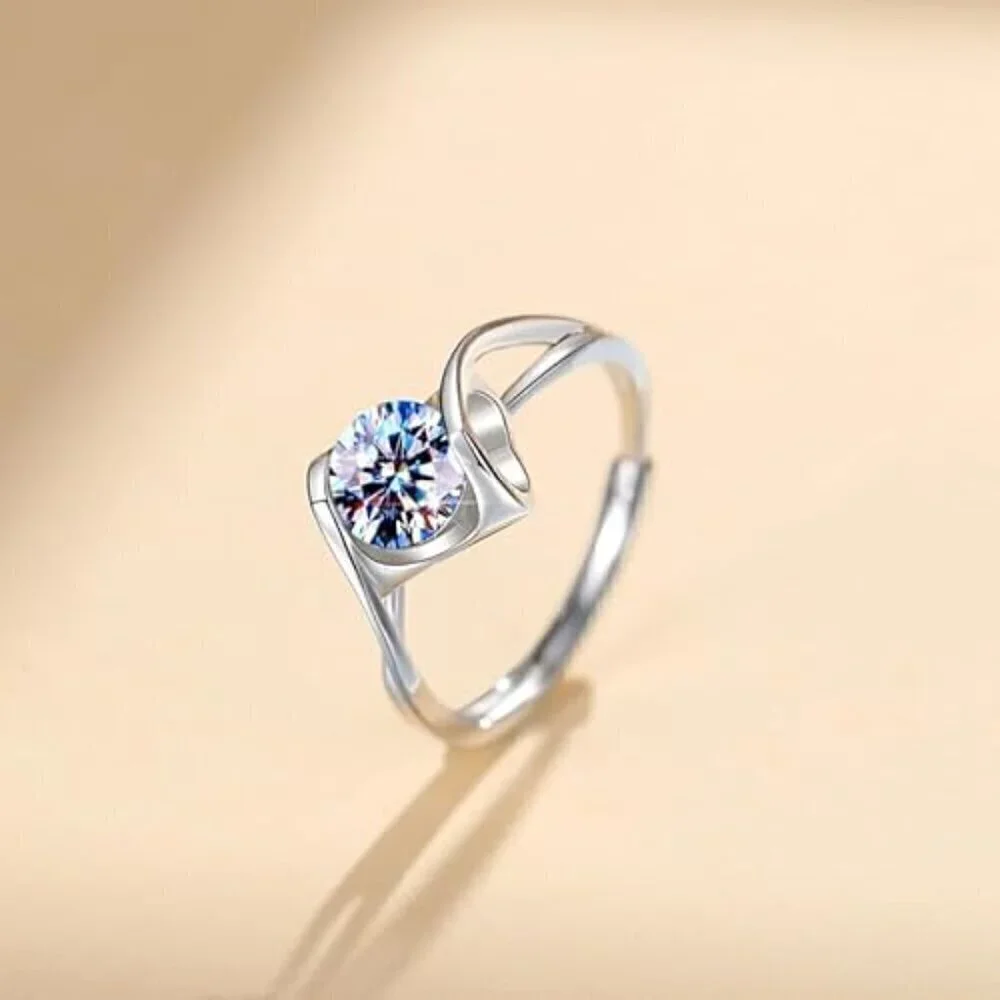1 Ct Moissanite Women's Ring S925 Sterling Silver Solitaire Diamond